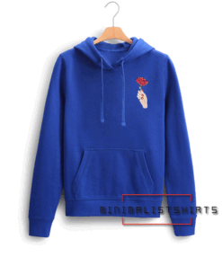 Hand Holding Rose Blue Hoodie