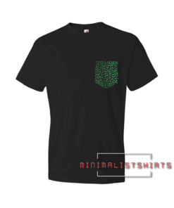 Irish Shamrocks Pattern Black Pocket Tee Shirt