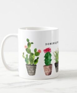 Boho Watercolor Succulents Pattern Personalized Ceramic Mug