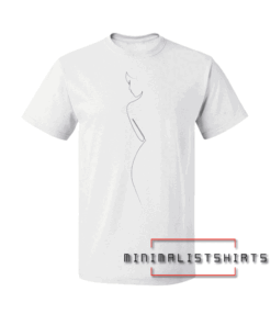 One line Nude on White Tee Shirt