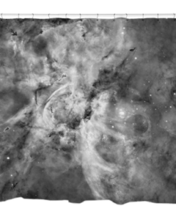 Black and White Carina Nebula Shower Curtain