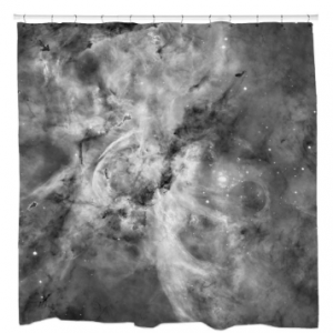 Black and White Carina Nebula Shower Curtain
