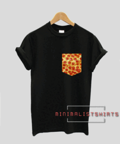 Real Stitched Pizza Lovers Pizza Slice Print Pocket Tee Shirt