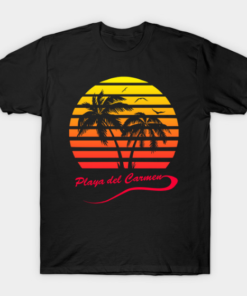 Playa del Carmen 80s Sunset Tee Shirt
