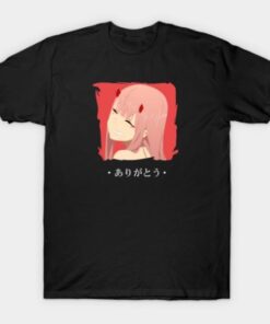 Zero Two from Darling in The Franxx Arigatou Tee Shirt