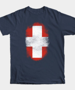 Swiss Flag Souvenir - Distressed Switzerland Design Tee Shirt