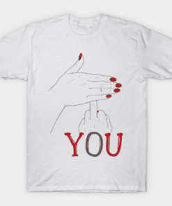 Fuck You Funny Hands Up Covering Middle Finger Memes Typographic Tee Shirt