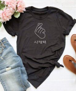 Korean Finger Heart Tee Shirt