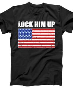 Lock Him Up Resist USA Flag Anti Trump Tee Shirt