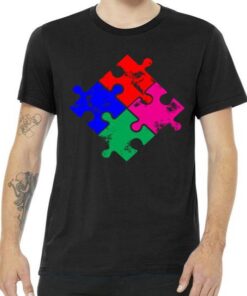 Autism Awareness Distressed Puzzle Pieces Tee Shirt