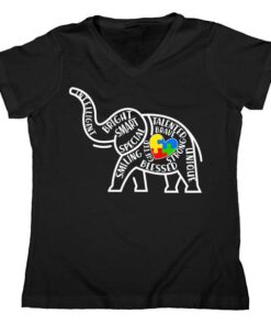 Autism Awareness Elephant Women's V-Neck Tee Shirt