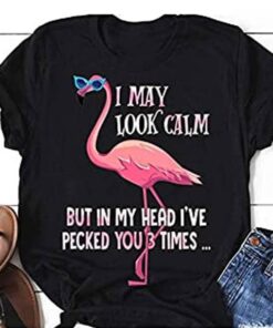 I May Look Calm Flamingo Tee Shirt