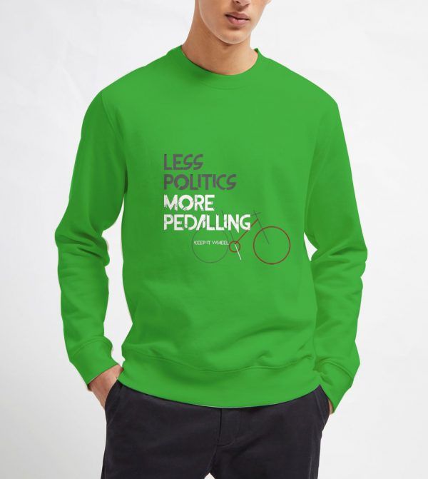 Less-Politics-More-Pedalling-Green-Sweatshirt