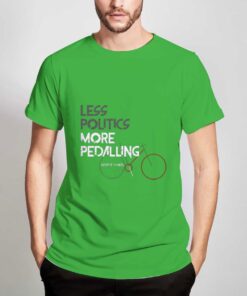 Less-Politics-More-Pedalling-Green-T-Shirt