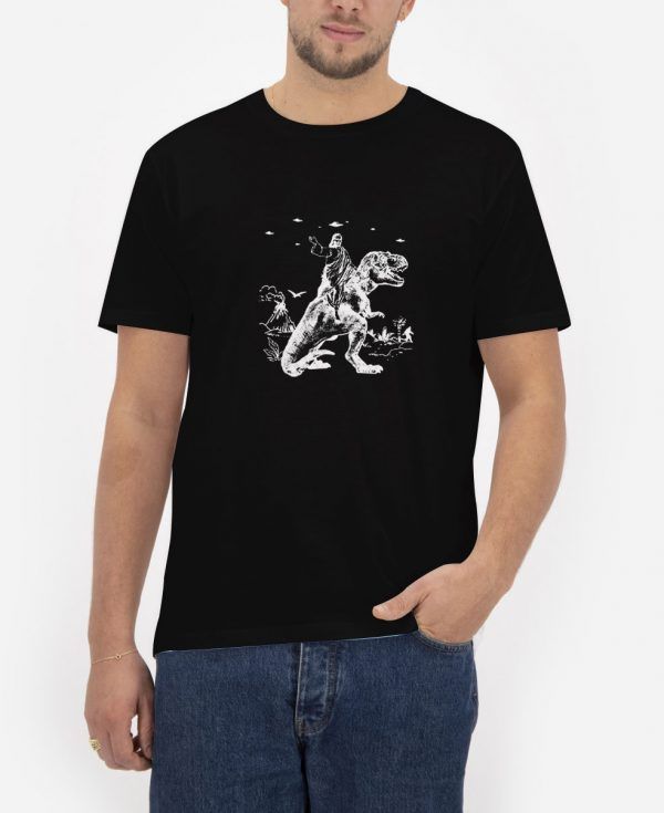 Jesus-Riding-Dinosaur-Black-T-Shirt