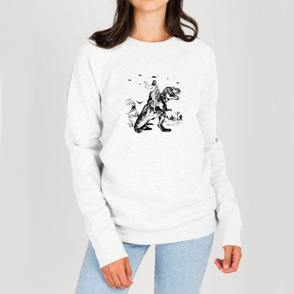 Jesus-Riding-Dinosaur-Sweatshirt